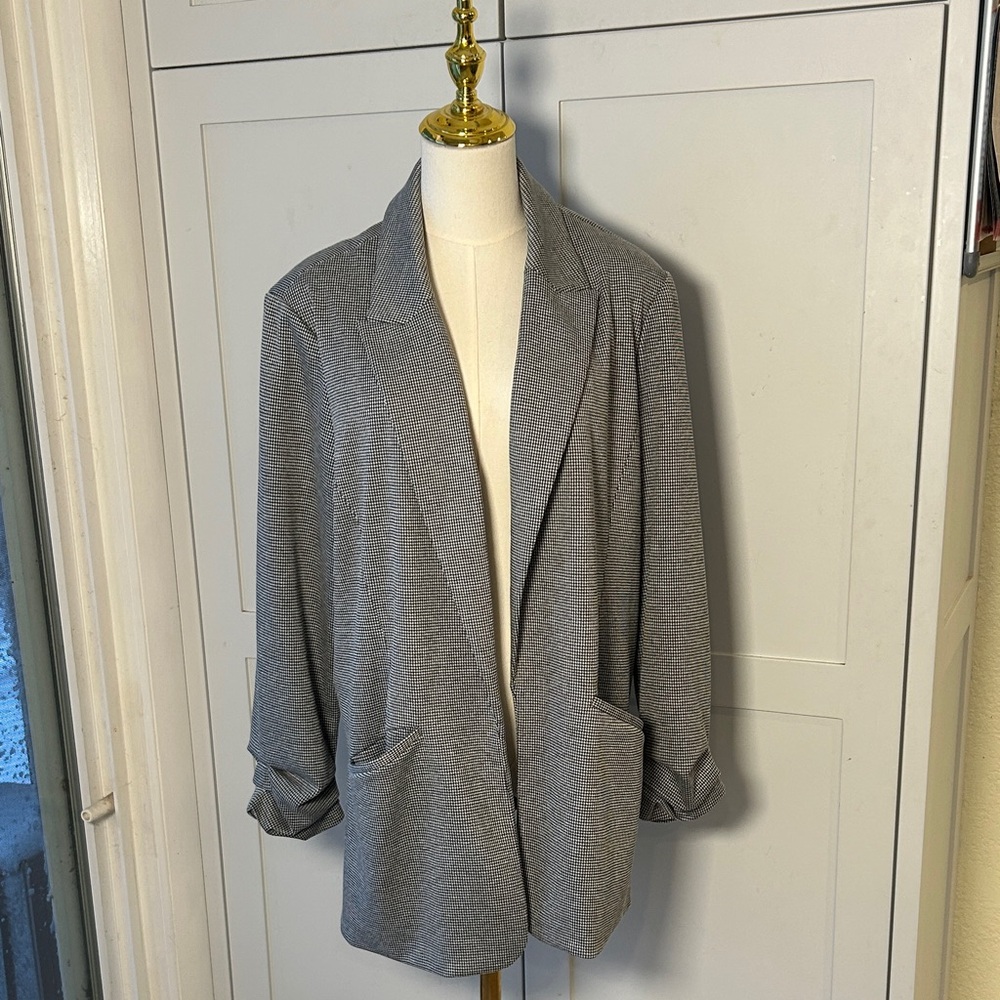 Nine West Women’s ClassicBlack/White Checker Knit Blazer Preowned